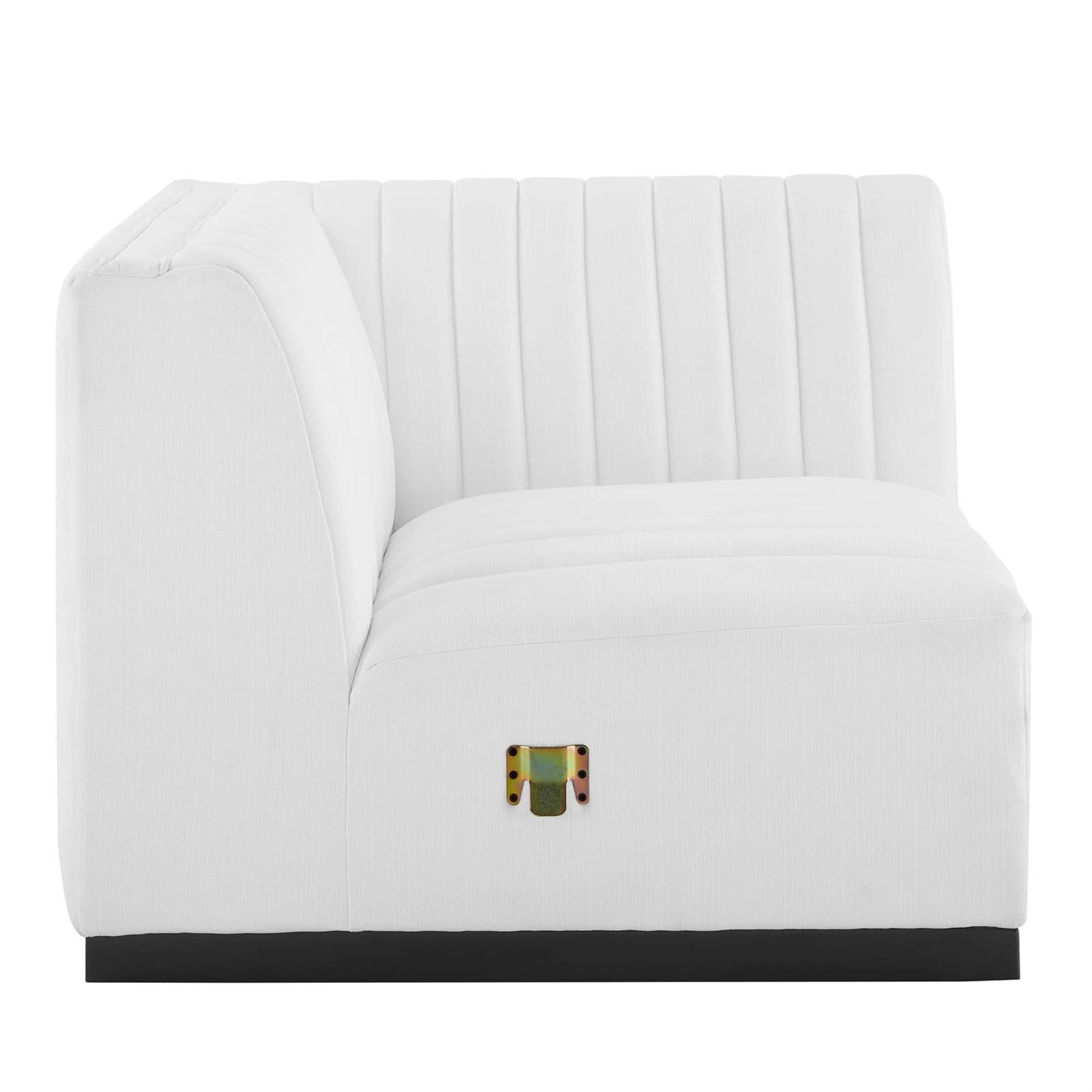 Modway Conjure Modern Channel Tufted Fabric Right Corner Chair In White