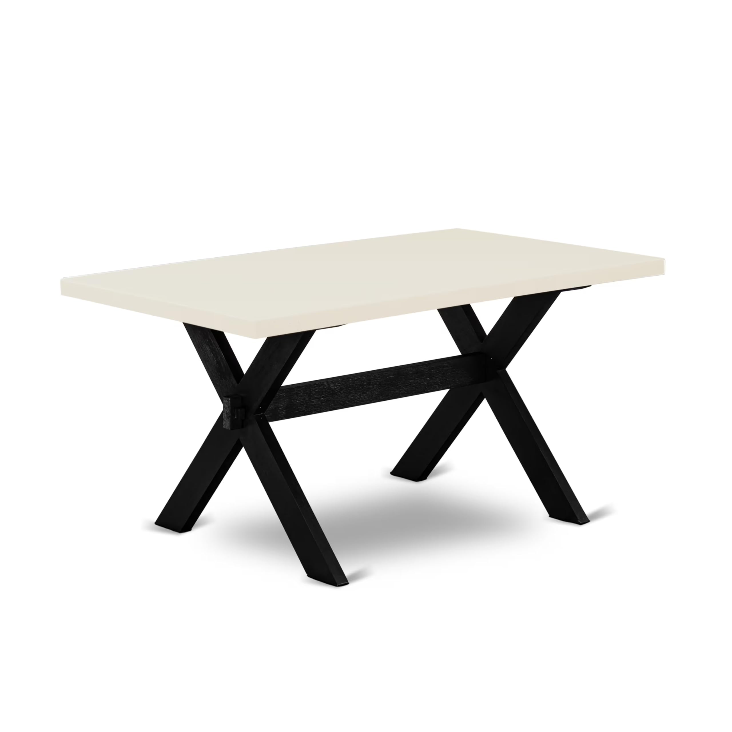 East West Furniture X626Fl121-5 5 Piece Dining Table Set For 4 Includes A Rectangle Kitchen Table With X-Legs And 4 Blue Linen Fabric Parson Dining Room Chairs, 36X60 Inch, Multi-Color