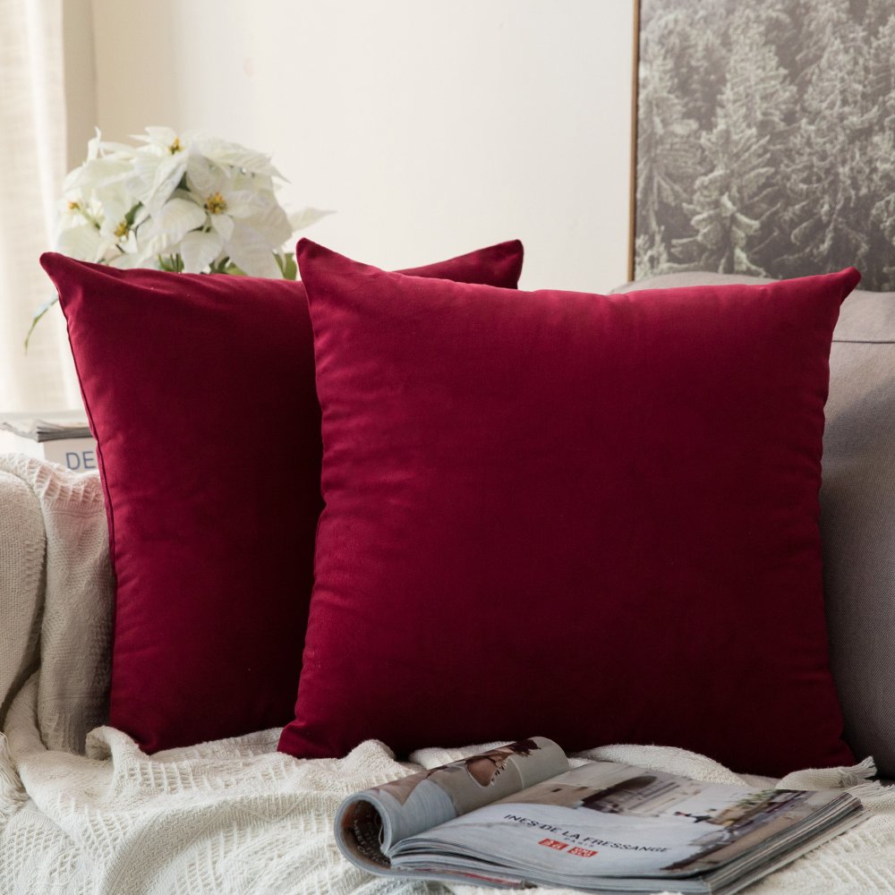 Miulee Pack Of 2 Velvet Pillow Covers Decorative Square Pillowcase Soft Solid Cushion Case For Decor Sofa Bedroom Car 26X26 Inch