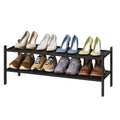 Kiplant Black Shoe Rack, 2-Tier Long Shoe Rack, Stackable Bamboo Wood Shoe Rack For Closet, Entryway & Hallway