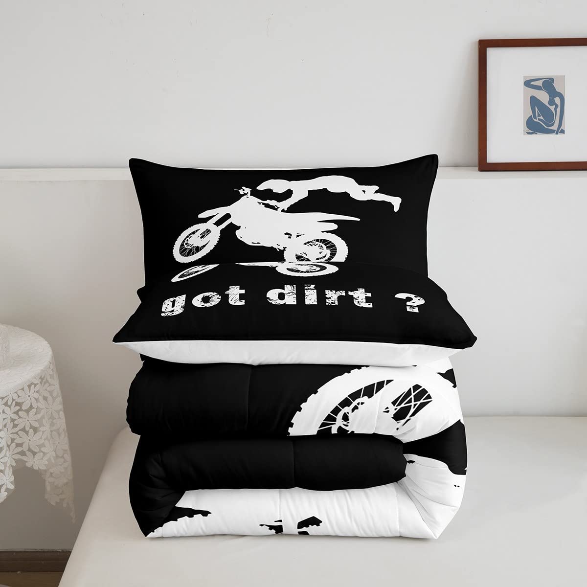 Feelyou Dirt Bike Bedding Set Boys Extreme Sports Comforter Set For Kids Boys Motocross Rider Comforter Cool Sports Quilt 1 Comf