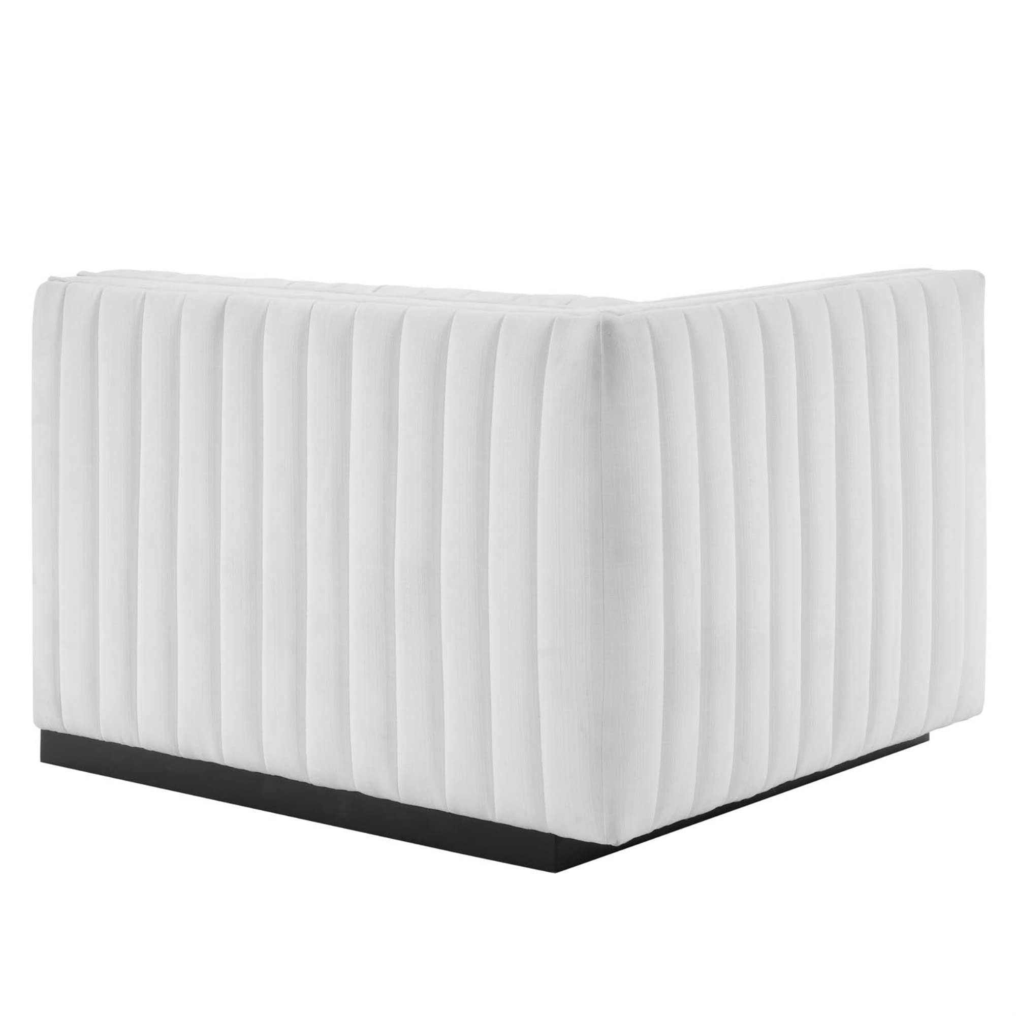 Modway Conjure Modern Channel Tufted Fabric Left-Arm Chair In White