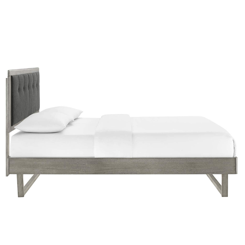 Modway Willow Wood Platform Bed With Angular Frame, Queen, Gray Charcoal