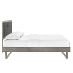 Modway Willow Wood Platform Bed With Angular Frame, Queen, Gray Charcoal