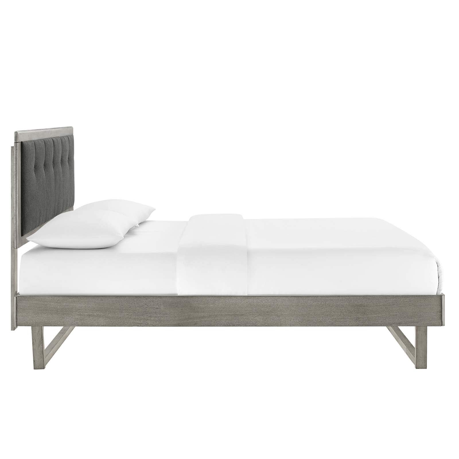 Modway Willow Wood Platform Bed With Angular Frame, Queen, Gray Charcoal