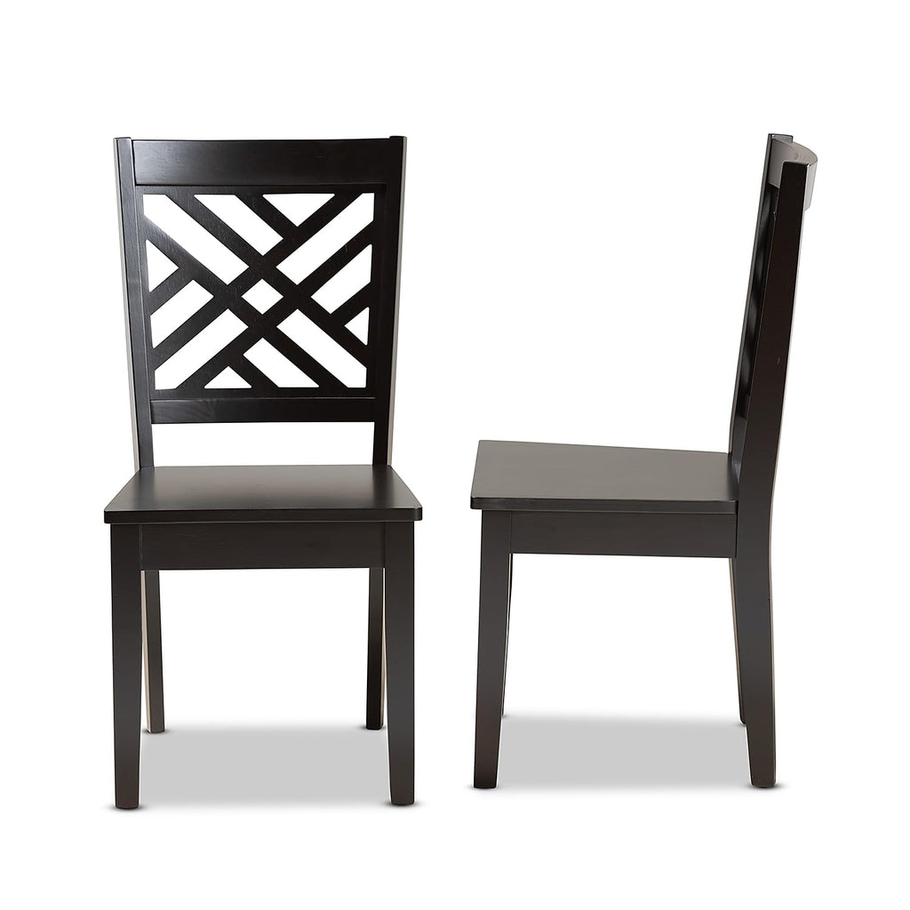 Baxton Studio Caron Modern Wood Dining Chair, Dark Brown, 2/Set (180-2PC-11430HT)