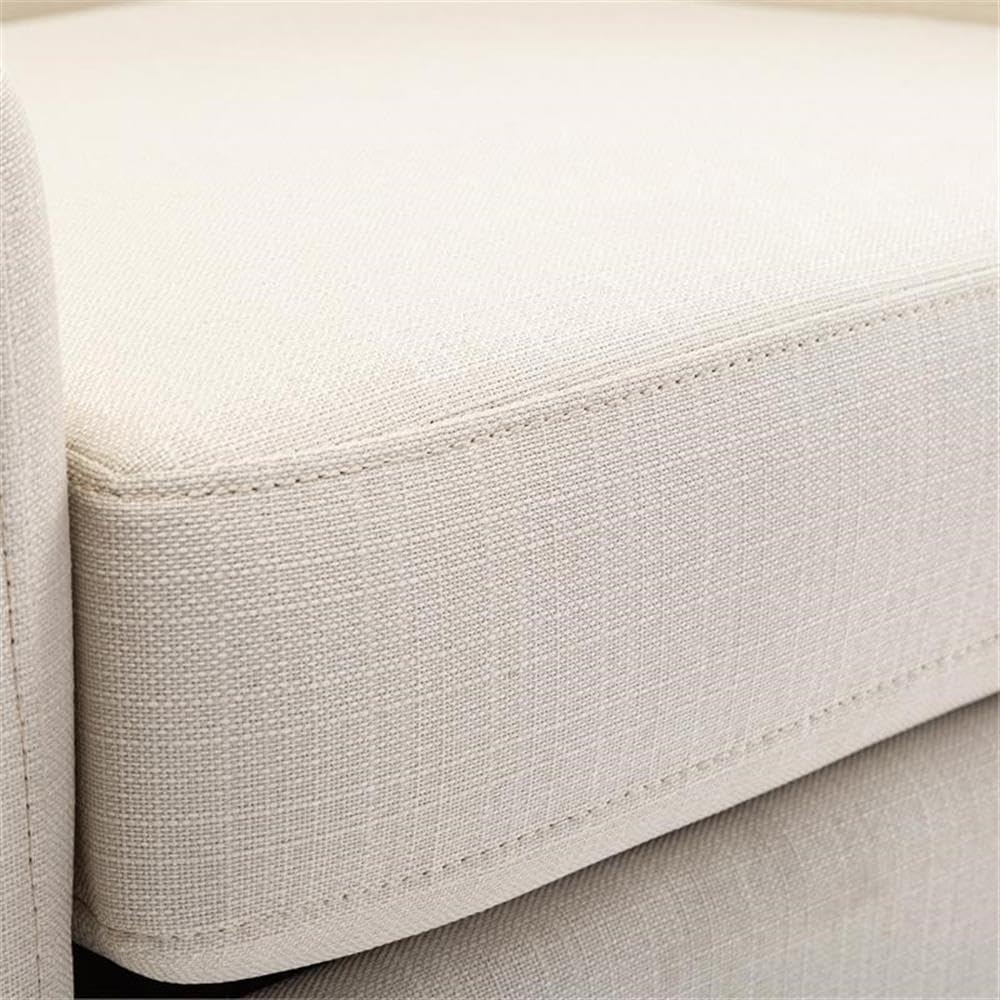 Comfort Pointe Infinity White Linen Fabric Upholstered Modern Swivel And Rocker Barrel Chair