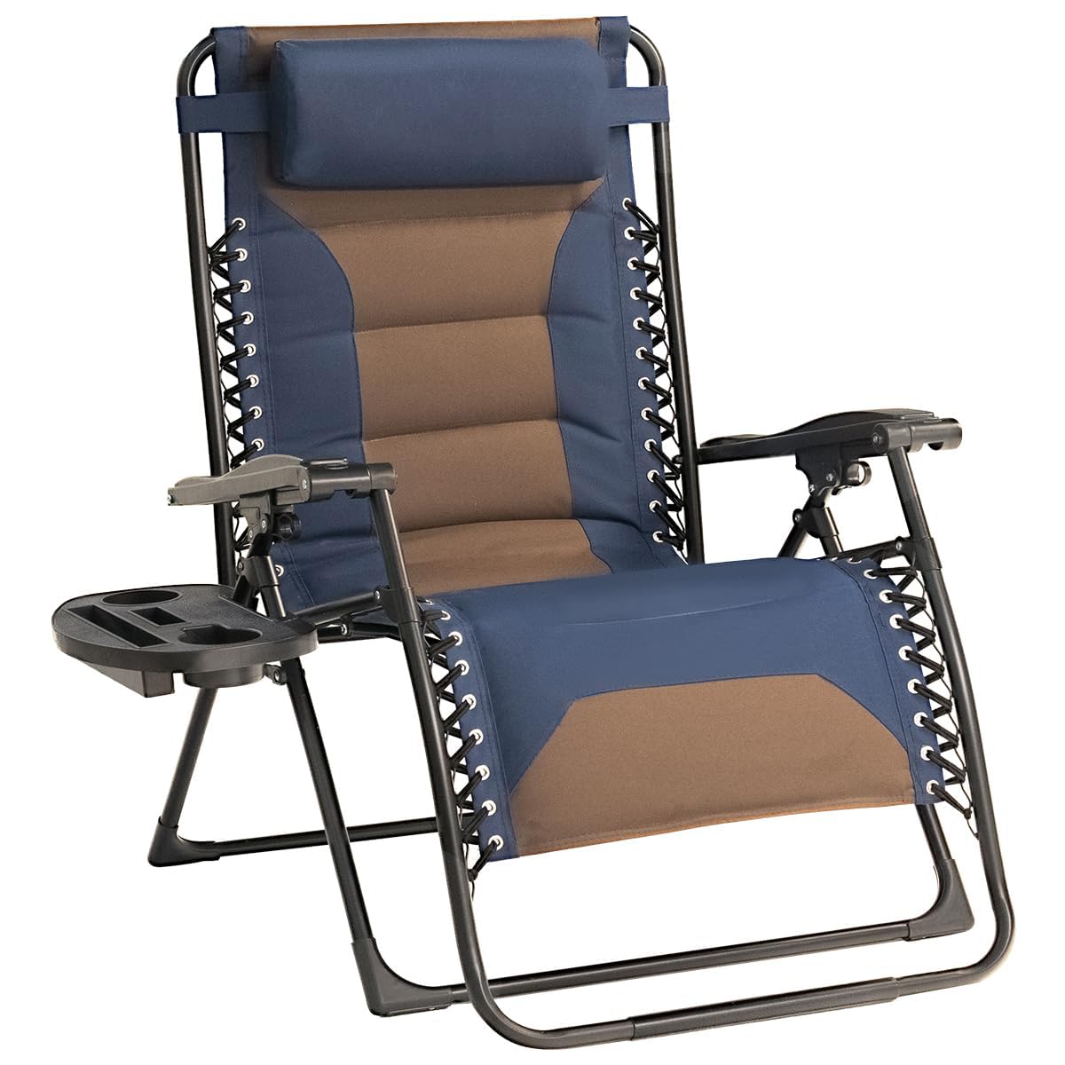 Foristrail Zero Gravity Chair Oversized Padded Recliner with Adjustable Headrest & Cup Holder - 600D Oxford Folding Lounge Chair