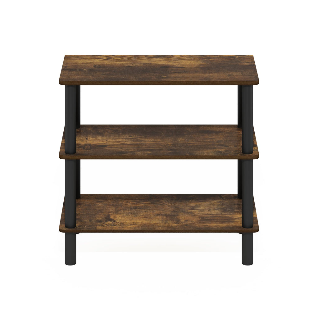 Furinno Turn-N-Tube 23-Inch 3-Tier Freestanding Shoe Rack Storage Organizer, Amber Pine/Black