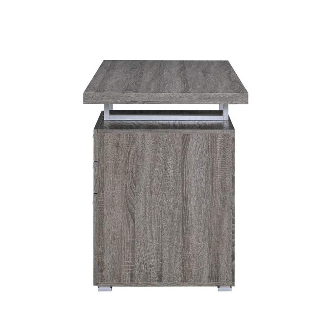 Coaster Home Furnishings Brennan Modern Contemporary Home Office 3-Drawer Writing Desk with Drawers Computer Desk Study Table File Cabinet Storage Silver Metal Frame Weathered Grey 800520