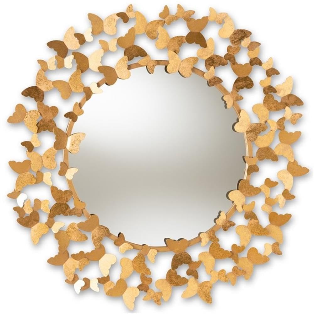 Baxton Studio Soleil Modern & Contemporary Antique Gold Finished Butterfly Accent Wall Mirror