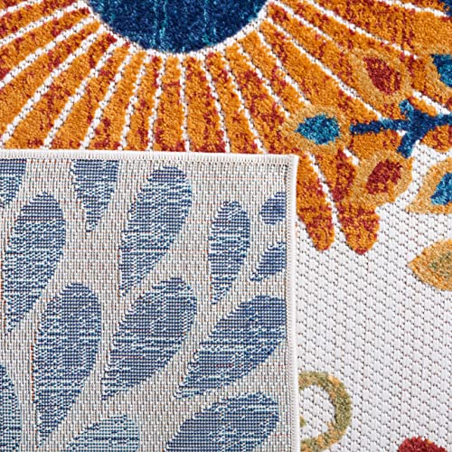 Safavieh Cabana Collection Runner Rug - 2' X 6', Creme & Red, Floral Design, Non-Shedding & Easy Care, Indoor/Outdoor & Washable-Ideal For Patio, Backyard, Mudroom (Cbn832A)