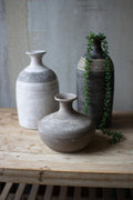 KALALOU Set of Three Black Grey and White Clay Vessels H3241