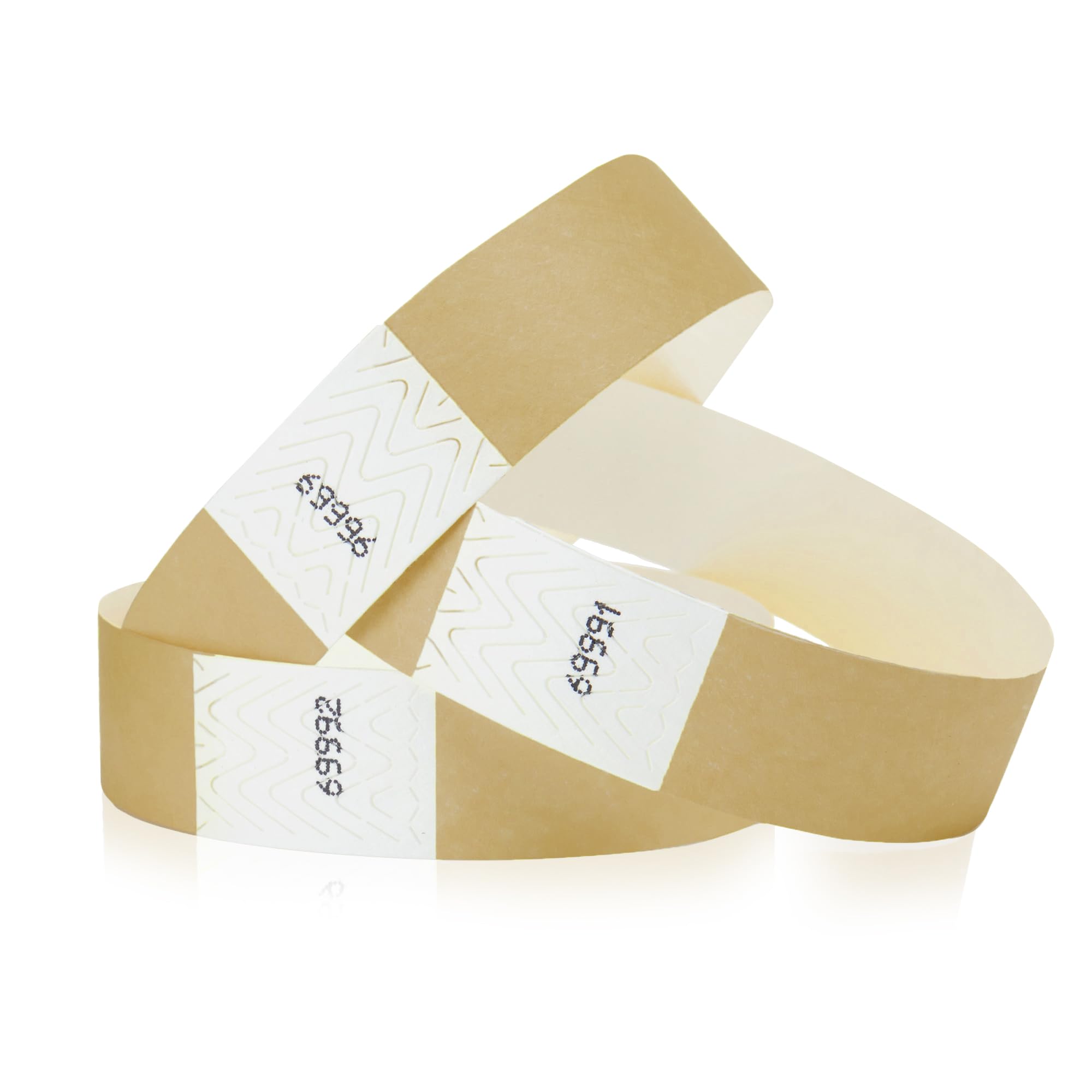 Wristco Gold Tyvek Wristbands For Events - 100 Count - Security Cuts & Tamper-Proof Design To Prevent Reuse - Premium-Grade Brac