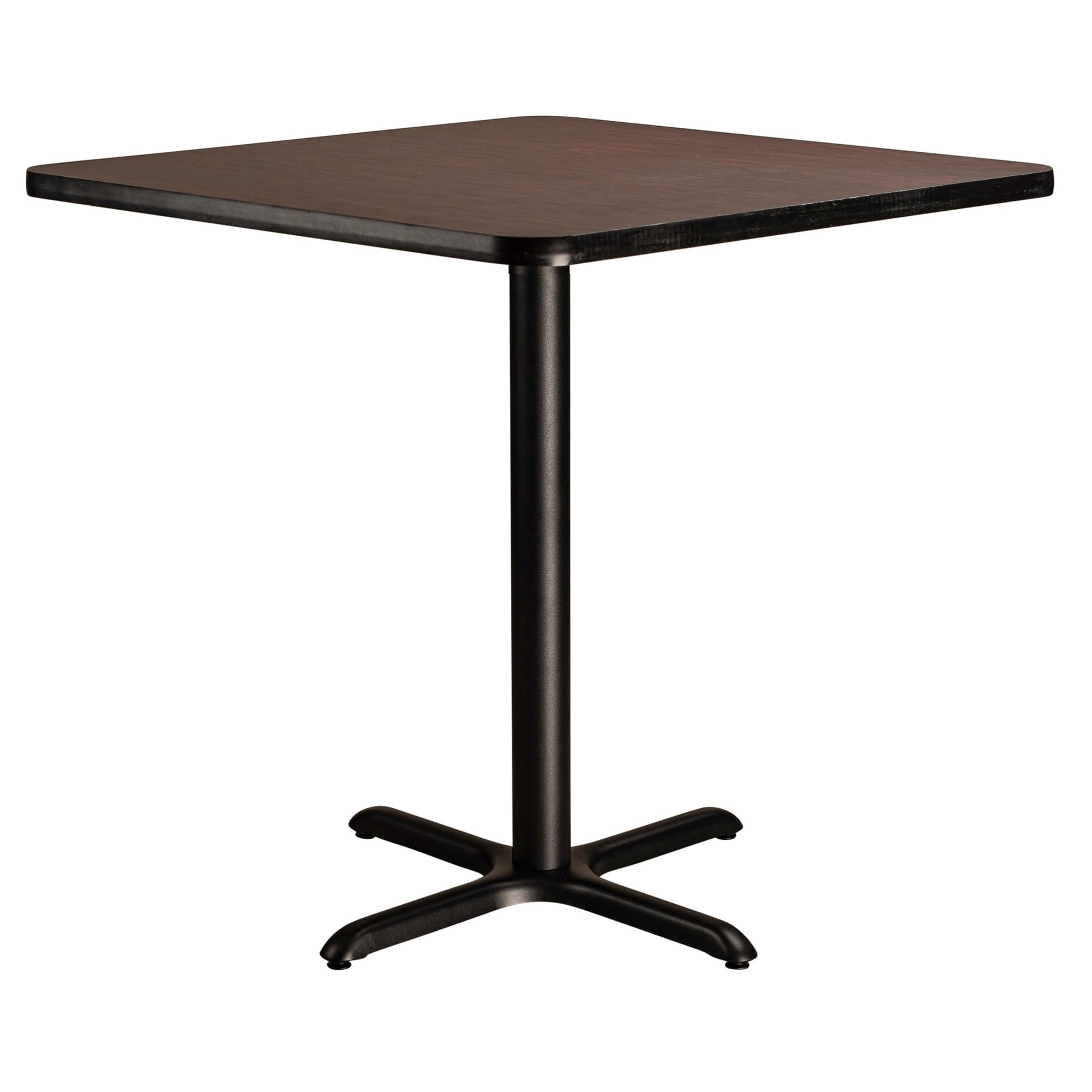 National Public Seating NPS 36" Square Cafe Table with X Base, 36" Height, Particleboard Core/T-Mold, Mahogany Top, Black Frame