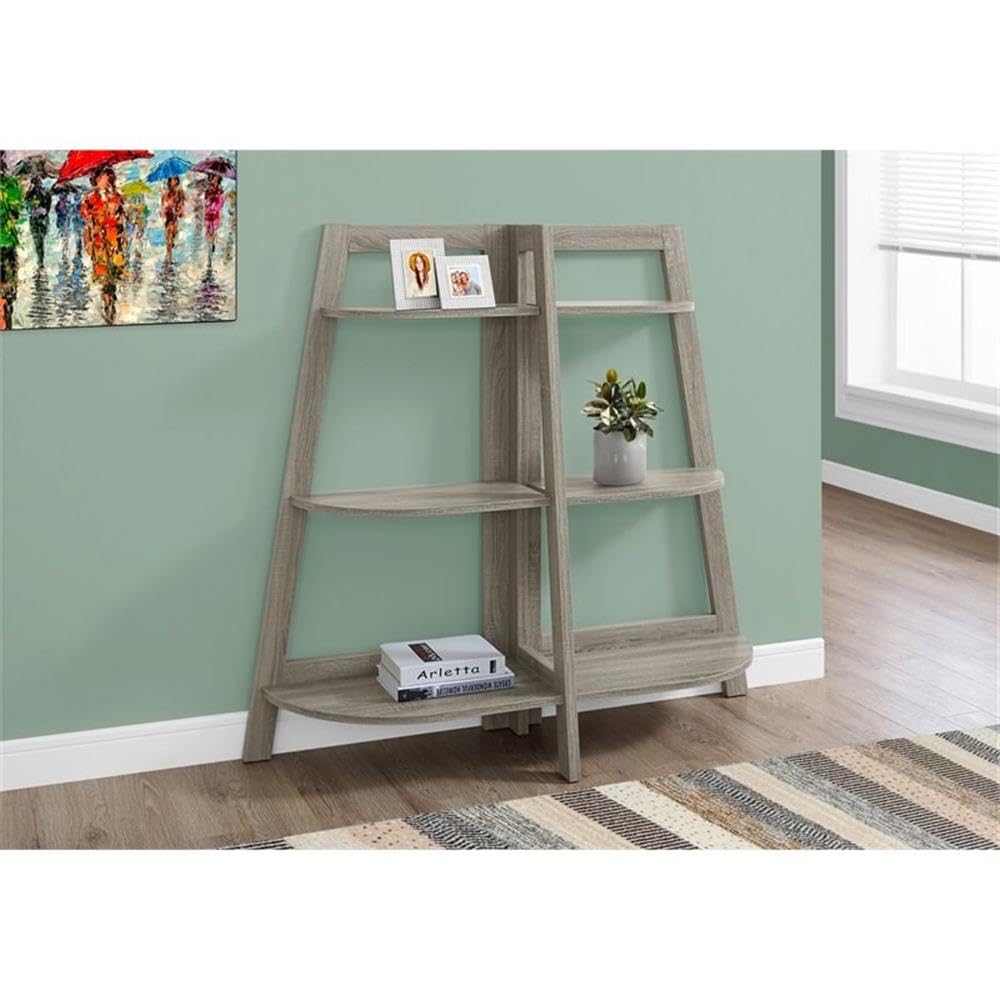 Monarch Specialties Dark Accent Etagere Bookcase, 48&quot;, Taupe