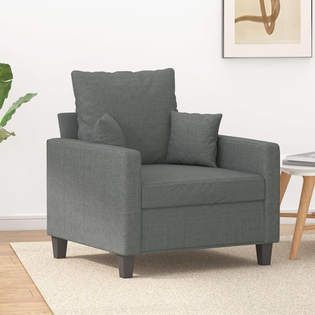 vidaXL Dark Gray Sofa Chair, 1-Seater Modern Design Armchair - Comfortable Fabric Material, Metal Frame - Ideal for Living Room, Bedroom, Office