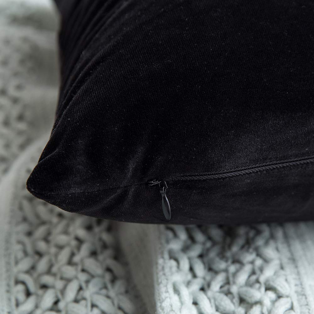 Miulee Velvet Pillow Cover Decorative Halloween Square Pillowcase Soft Solid Cushion Case For Sofa Bedroom Car 26 X 26 Inch Blac
