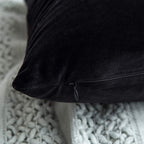 Miulee Velvet Pillow Cover Decorative Halloween Square Pillowcase Soft Solid Cushion Case For Sofa Bedroom Car 26 X 26 Inch Blac