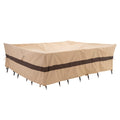 Wj-X3 Large Beige & Coffee Heavy-Duty Patio Table Cover, 136X88X36In, Waterproof, Wind-Resistant, Anti-Fade - Ideal For Sectional Outdoor Furniture Sets