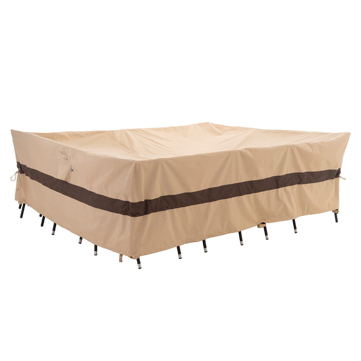 Wj-X3 Large Beige & Coffee Heavy-Duty Patio Table Cover, 136X88X36In, Waterproof, Wind-Resistant, Anti-Fade - Ideal For Sectional Outdoor Furniture Sets