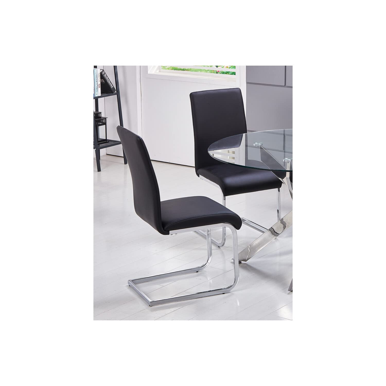 Best Master Furniture Mirage 5 Pcs Glass Top Modern Dining Set, Black