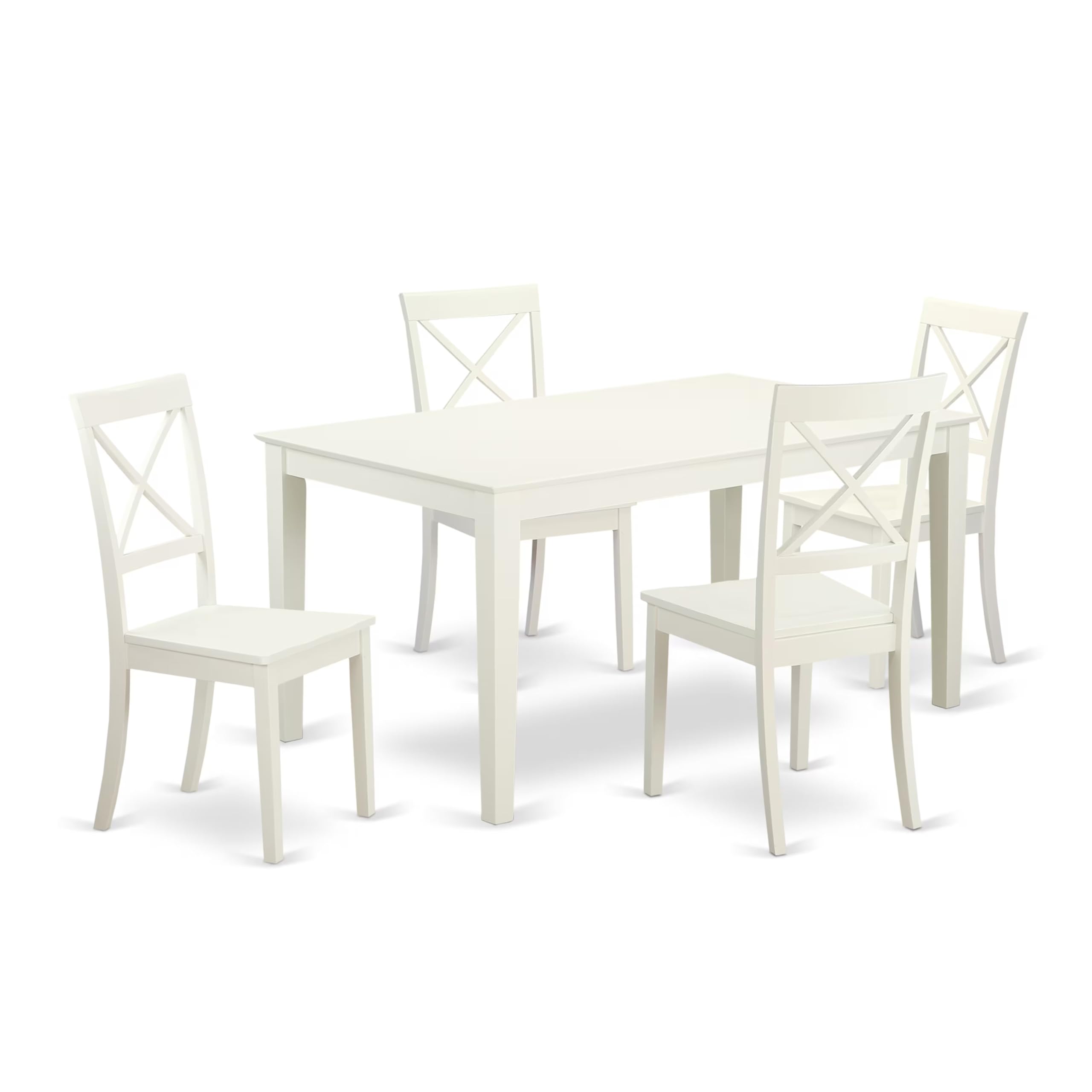 East West Furniture Cabo5-Lwh-W 5 Piece Dining Room Furniture Set Includes A Rectangle Kitchen Table And 4 Dining Chairs, 36X60 Inch, Linen White