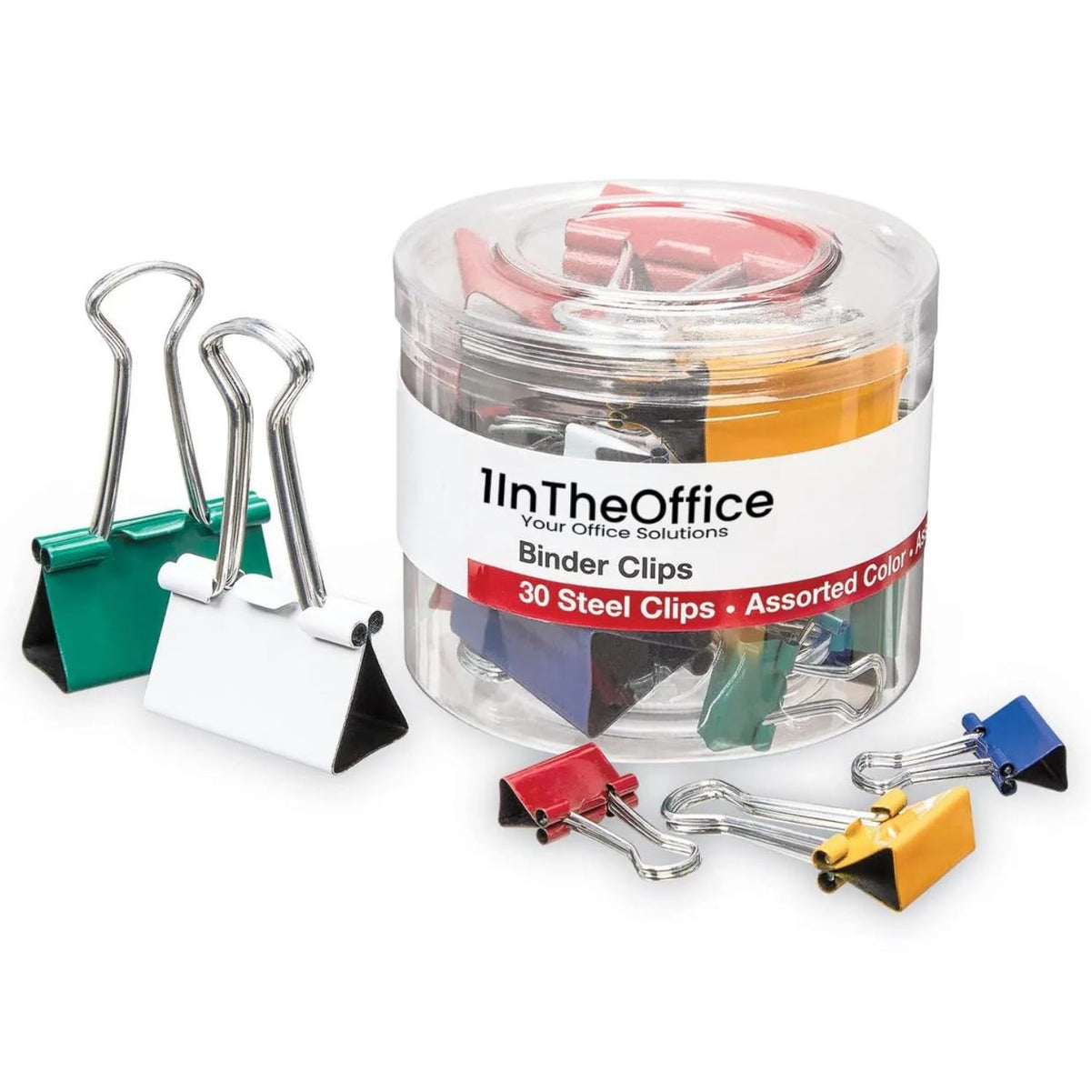 1Intheoffice Binder Clips Assorted Size, Mini, Small And Medium Binder Clips, Paper Clamps, 30 Pack