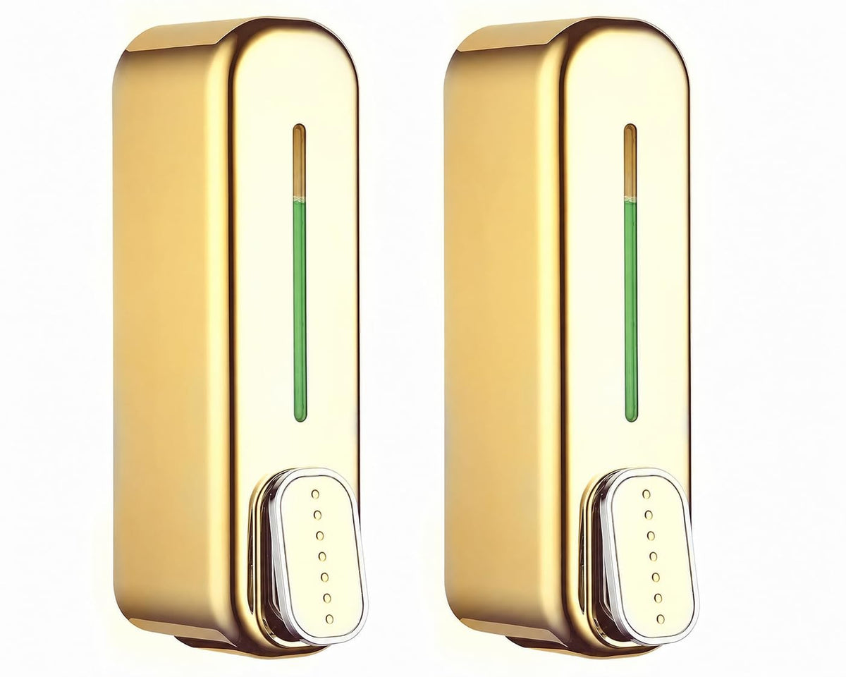 BATH GURU Abs Wall Mounted Shampoo Sanitizer Lotion Hand Dish Wash Gel Liquid Soap Dispenser for Bathroom Kitchen Pack of 2 (350