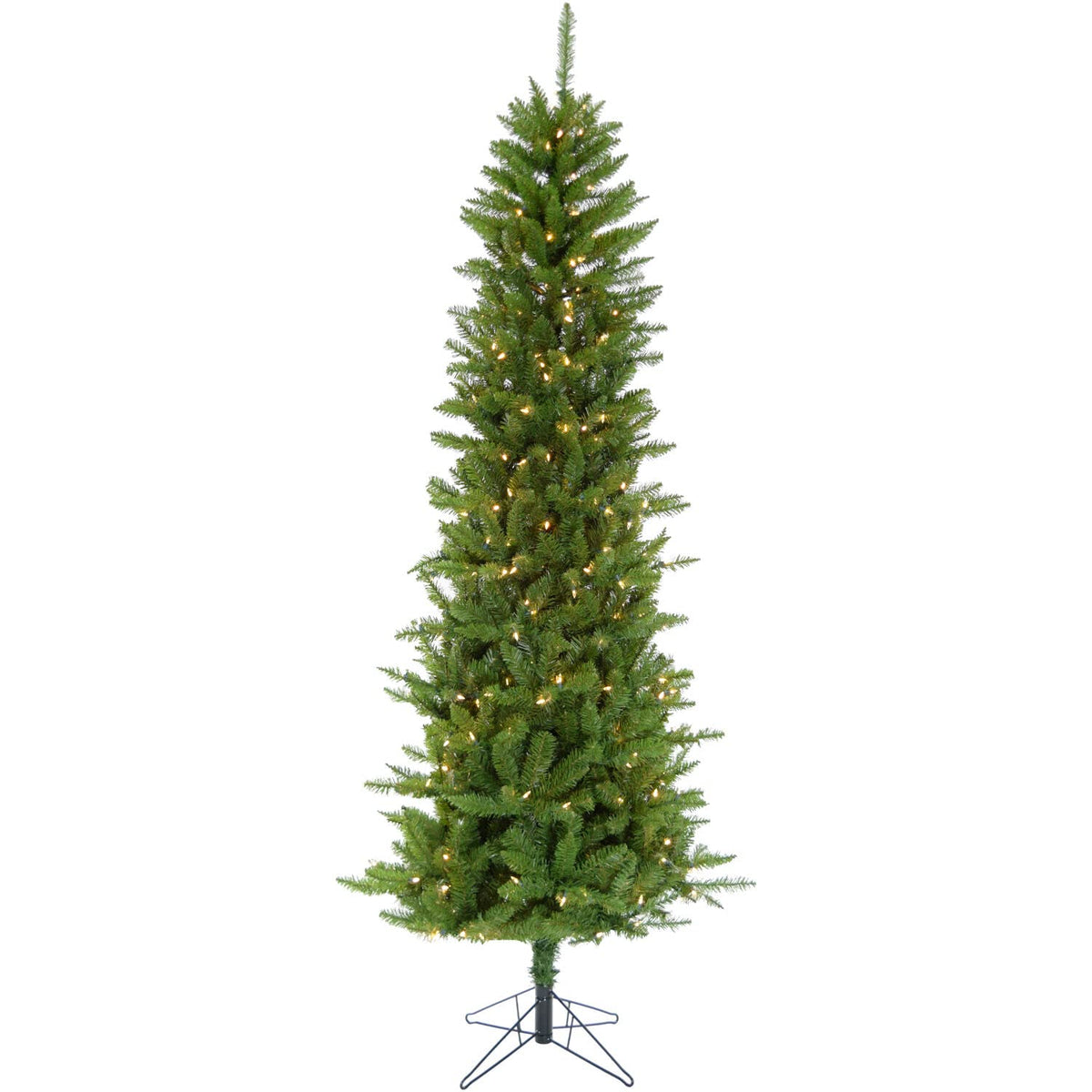 Christmas Time 6.5-Ft Pre Lit Winter Wonderland Slim Green Christmas Tree With Ez Connect White Incandescent Smart Lights And Metal Stand