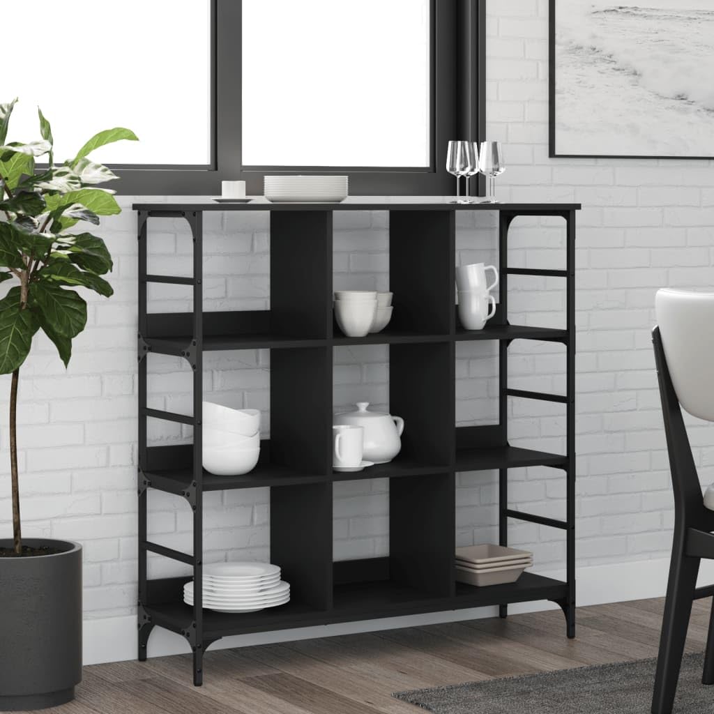 vidaXL Black Engineered Wood Sideboard - Classic Style Storage Cabinet with Adjustable Feet for Living Room, Bedroom, Hallway