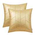 Brawarm Faux Leather Pillow Covers 18 X 18 Inches, Gold Leather Pillow Covers Pack Of 2, Geometric Embroidery Leather Decorative