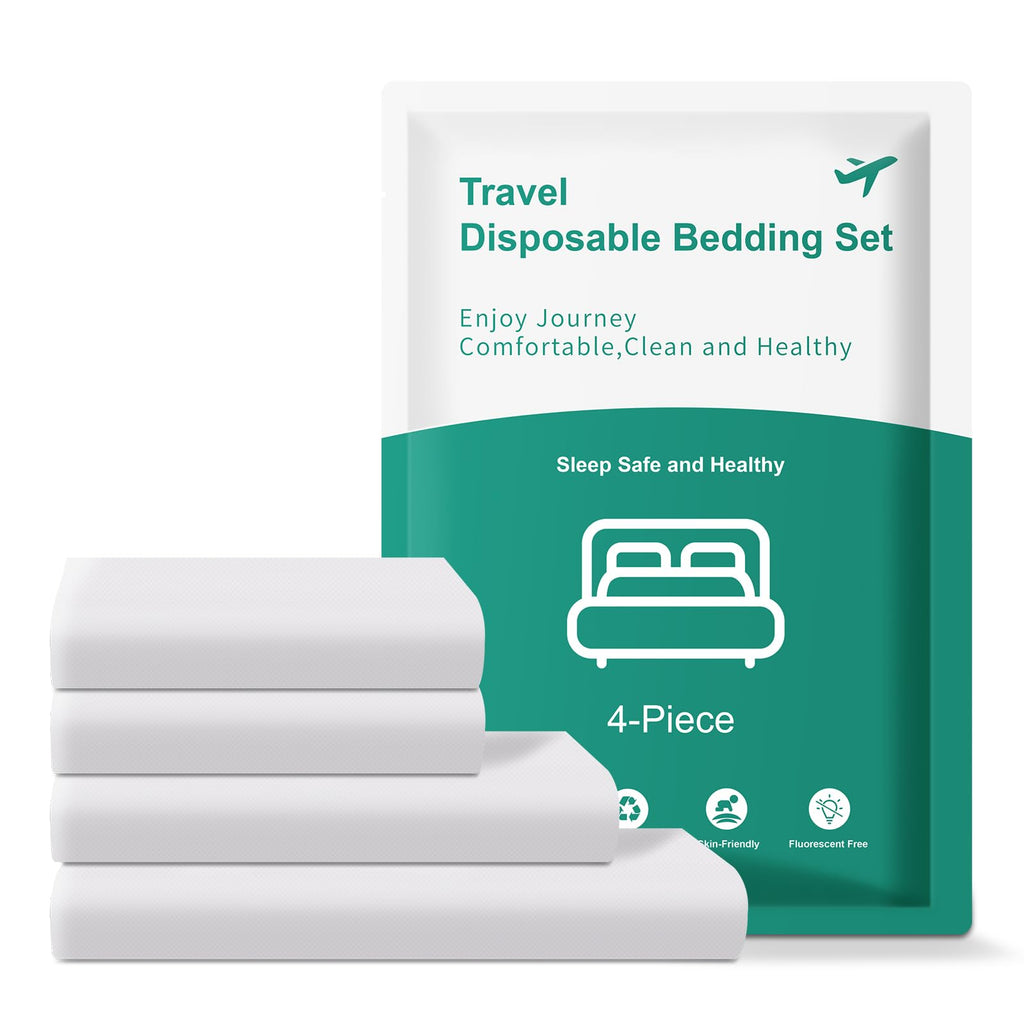KIIS Travel-Safe Disposable Cover Sheets for Travel, Disposable Bed Sheet, Disposable Duvet/Comforter Cover, Disposable Pillowca