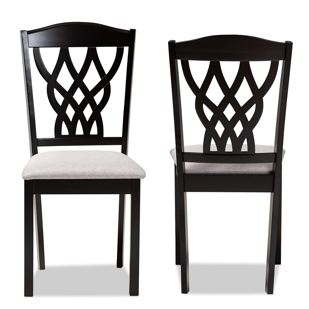 Baxton Studio Delilah Modern Fabric Dining Chair, Grey and Dark Brown, 2/Set (171-2PC-10952HT)