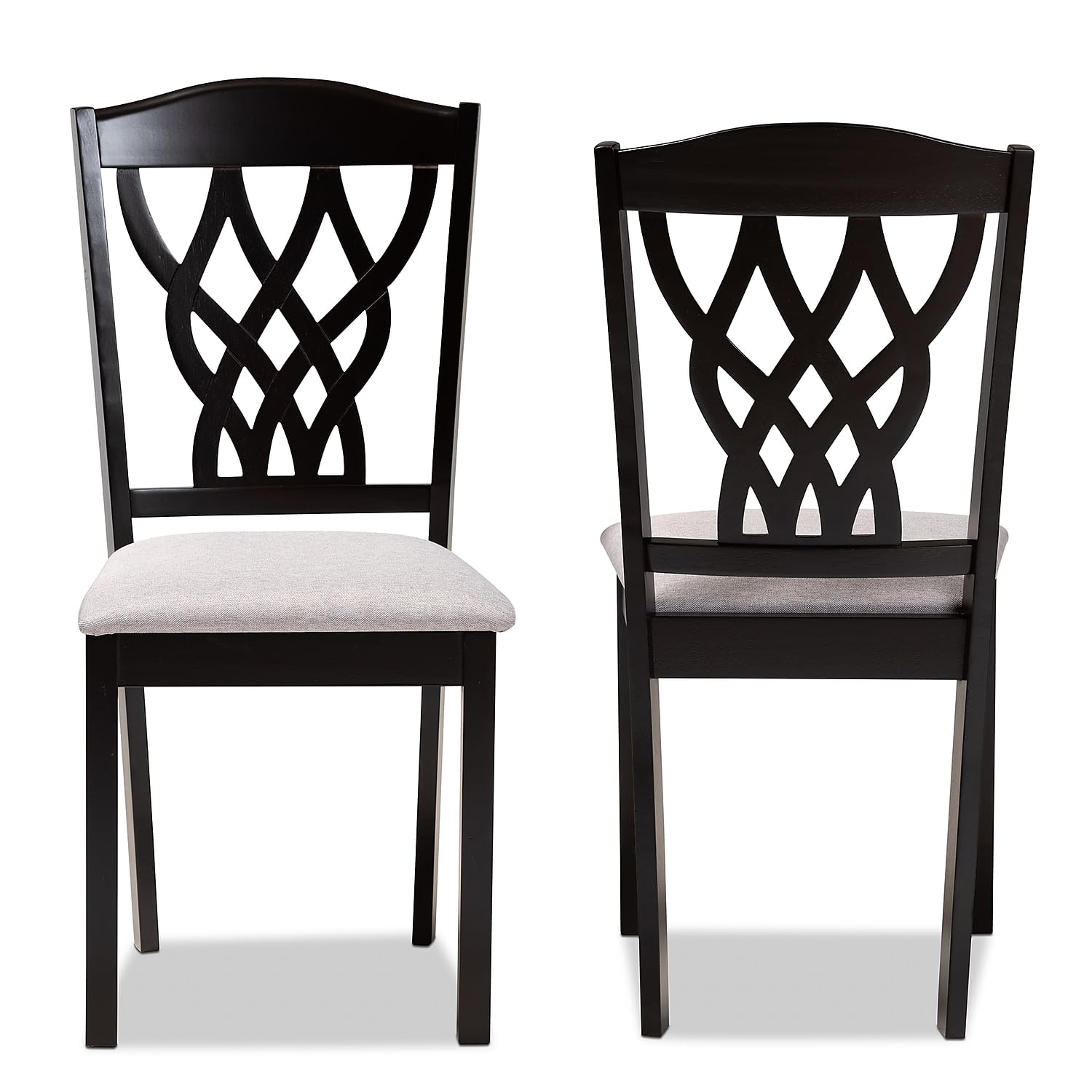 Baxton Studio Delilah Modern Fabric Dining Chair, Grey and Dark Brown, 2/Set (171-2PC-10952HT)