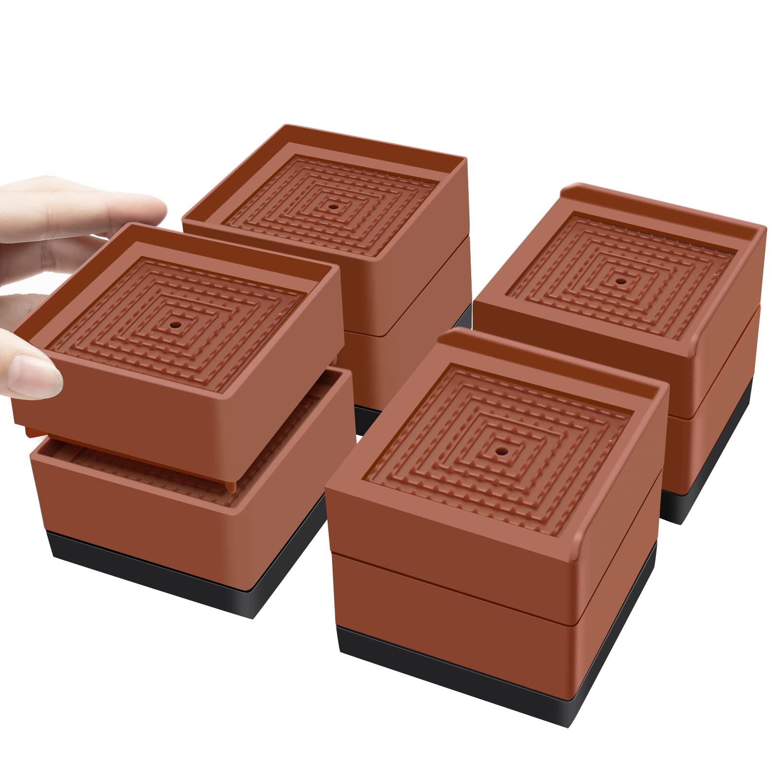 Flechazo Pack Of 8 Furniture Bed Risers, 2 Or 4 Inch Heavy Duty Adjustable Furniture Risers With Non-Slip Mats For Bed, Desk, So