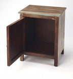 HomeRoots Multi-Color Mango Wood Solids Rustic Shutter Painted Accent Cabinet