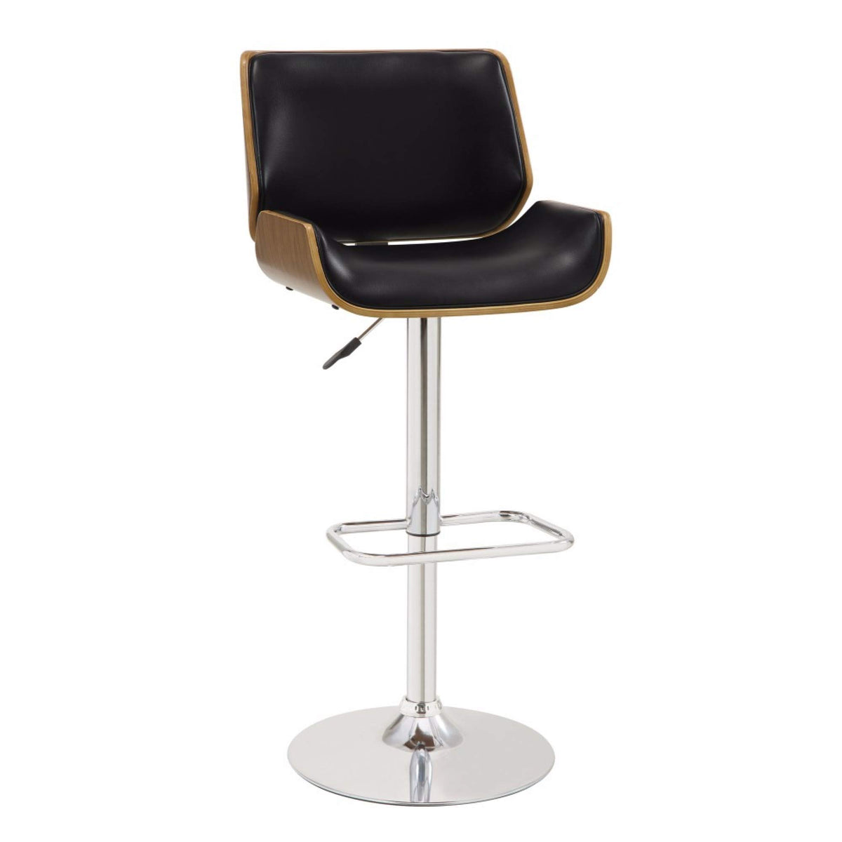 Benzara Bm163780 37 X 19.75 X 20 In. Adjustable Bar Height Stool Black & Walnut