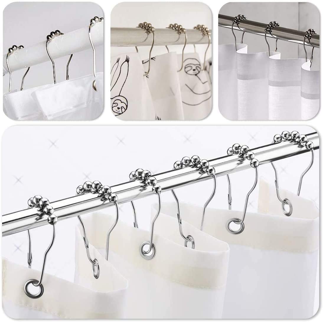 Dhanuom Shower Curtain Hooks Rings, RustResistant Shower Curtain Hooks Rings for Bathroom Shower Rods Shower Hooks for Curtain