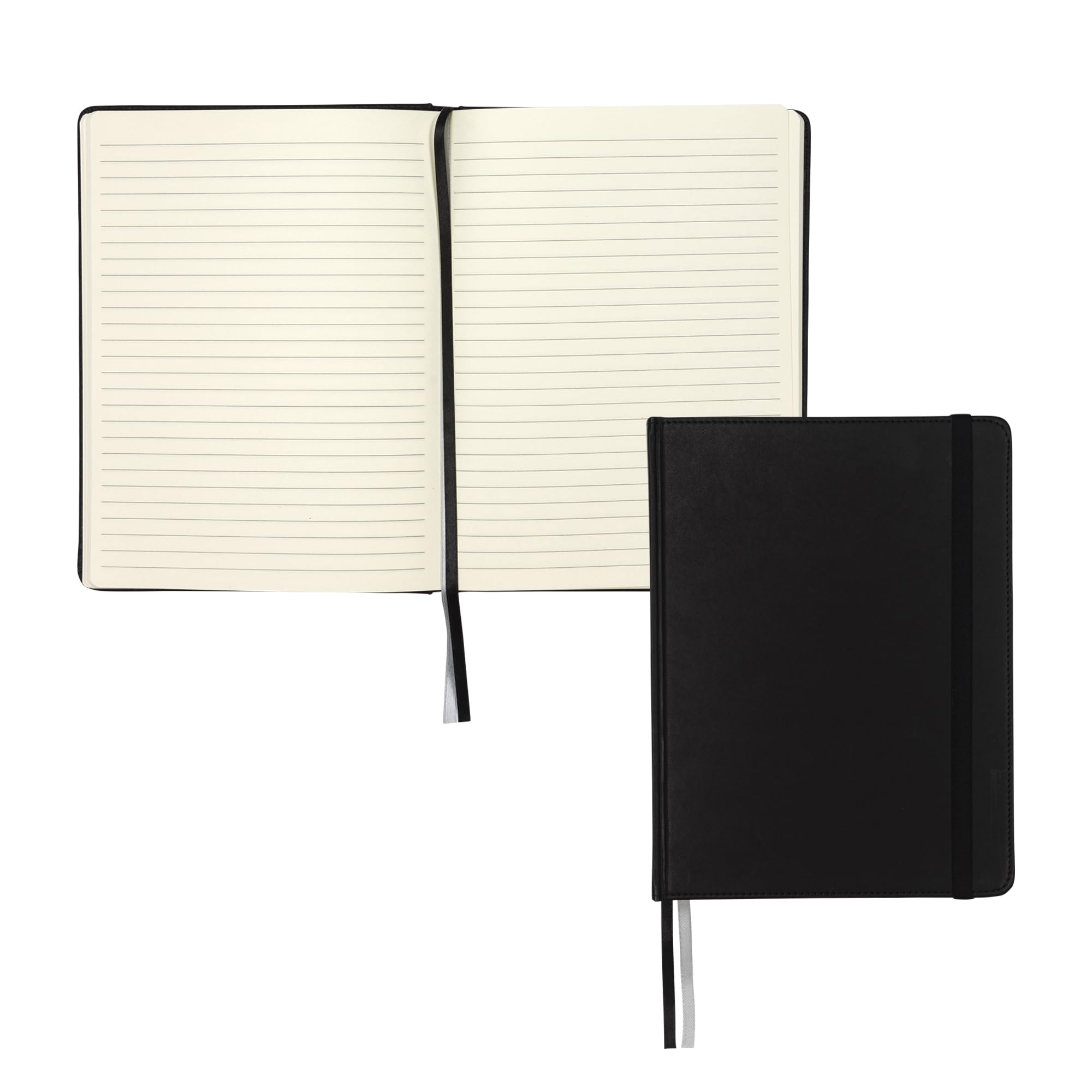 Samsill Large Hardcover Notebook, 240 Lined Notebook Pages, Black, 7.5 X 10 Inch