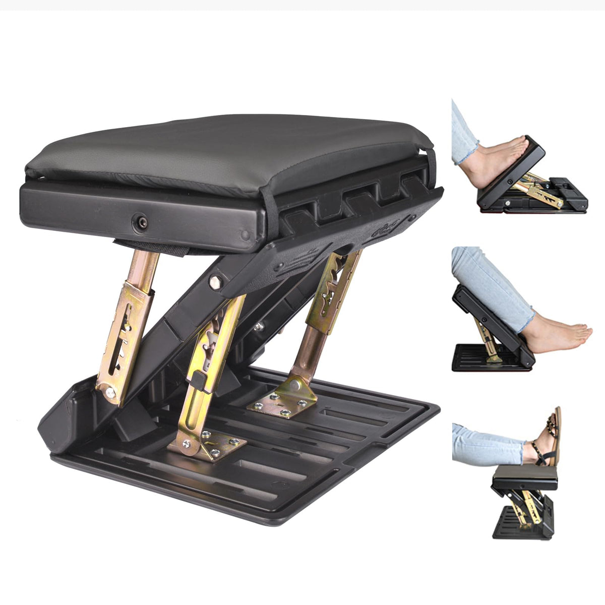 Adjustable Foot Rest For Under Desk At Work, Comfortable Footrest With 4-Level Height Adjustment, Ergonomic Leg Rest For Office Gaming Chair, Gray Foot Stool With Removable Soft Pad
