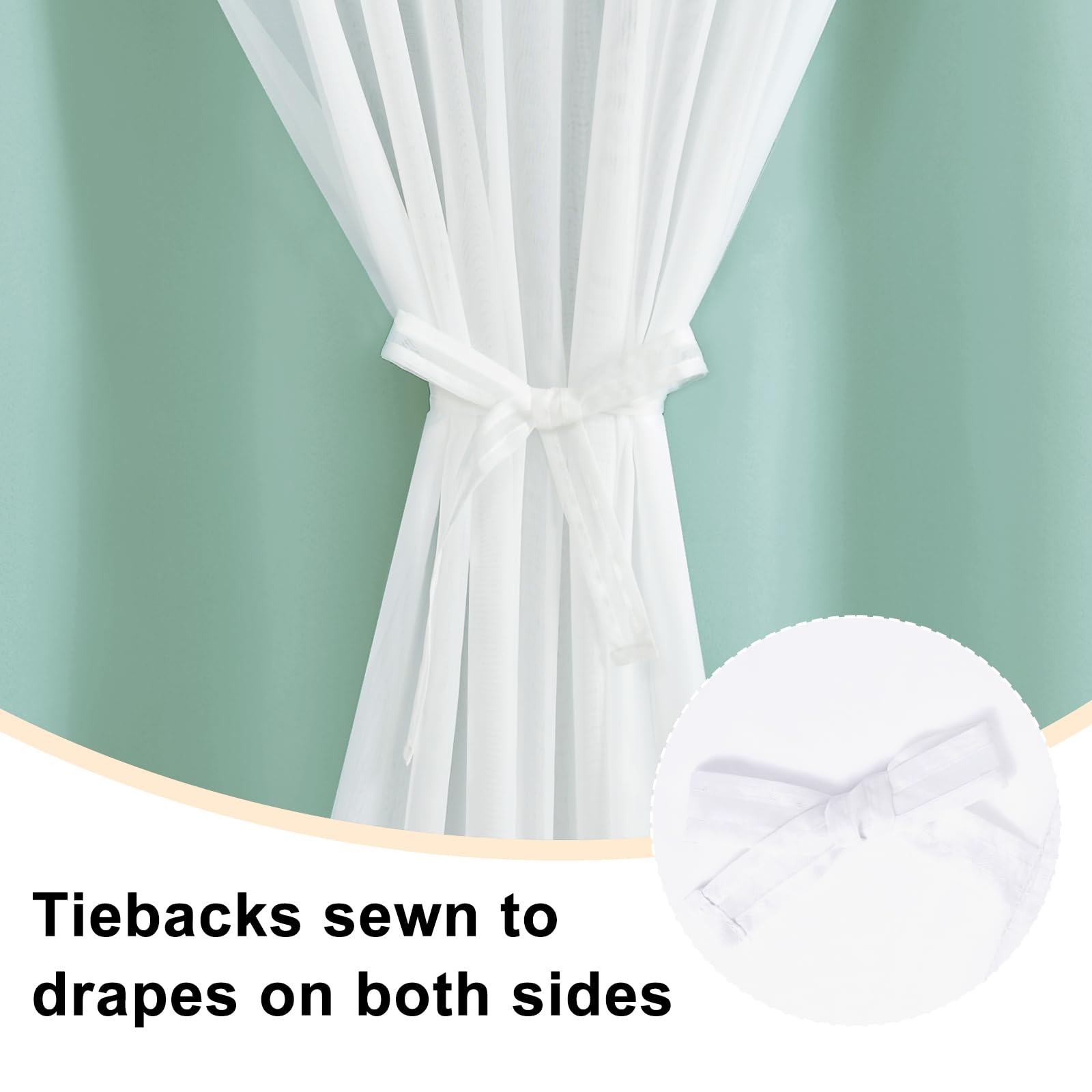 Hiasan Blackout Curtains With White Sheer, Mix & Match Double-Layer Thermal Insulated Sun Blocking Grommet Window Curtains For B