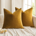 Miulee Pack Of 2 Mustard Yellow Pillow Covers 18X18 Inch Decorative Velvet Throw Pillow Covers Modern Soft Couch Throw Pillows F