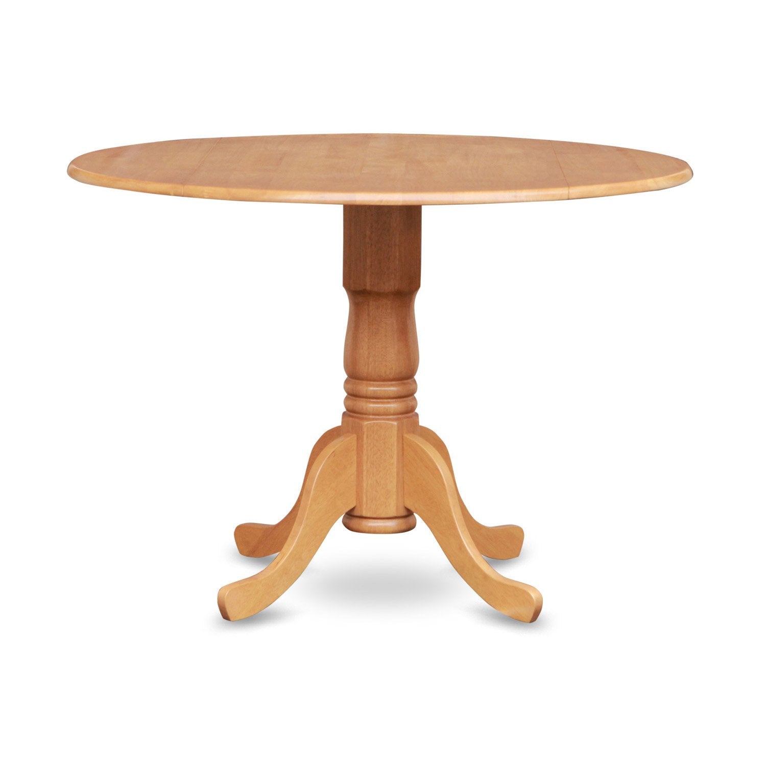 East West Furniture DLIN3-OAK-W 3 Piece Dining Table Set for Small Spaces Contains a Round Dining Room Table with Dropleaf and 2 Wood Seat Chairs, 42x42 Inch, Oak