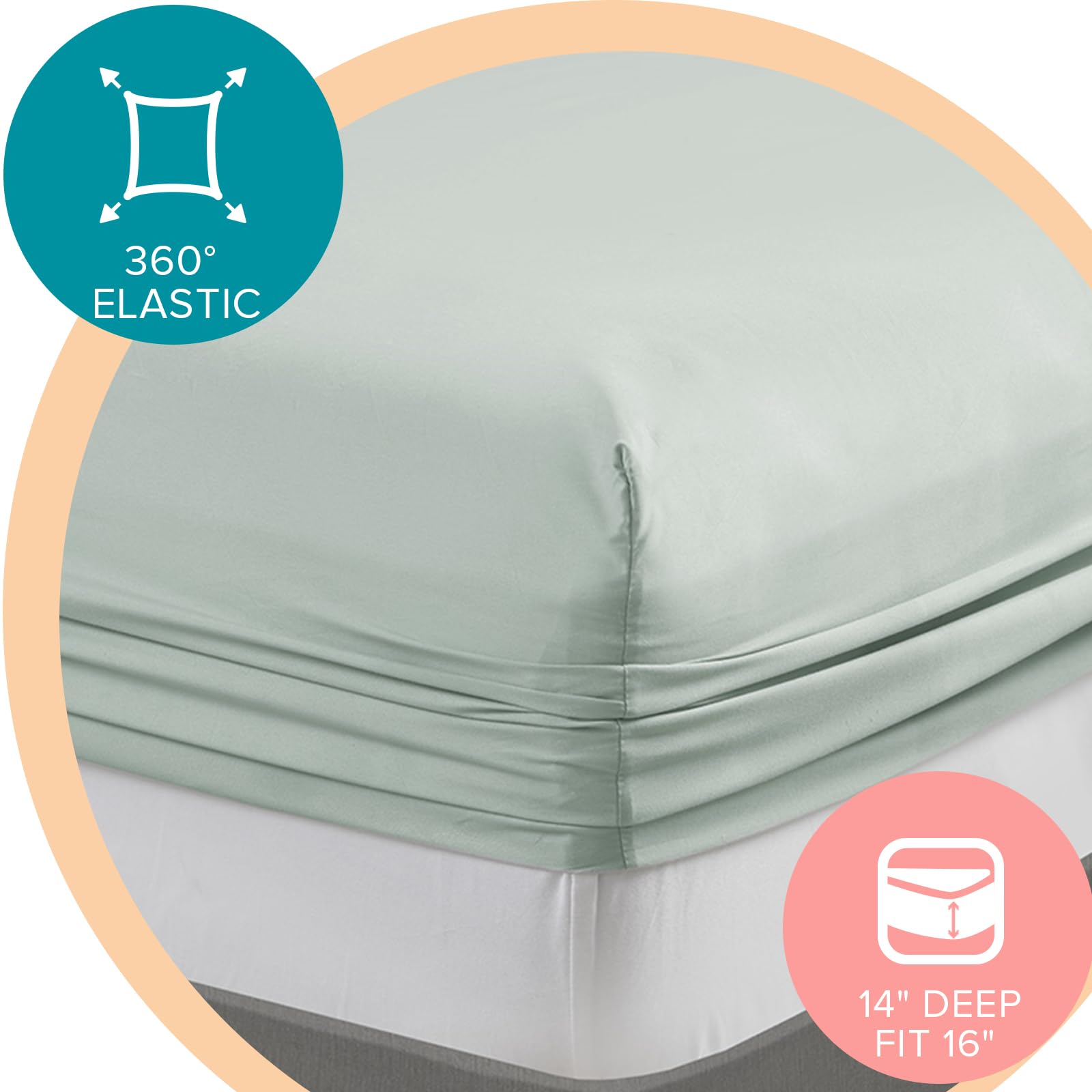 Comfort Spaces Coolmax Moisture Wicking Fitted Sheet Only Super Soft, Fade Resistant, All Elastic Deep Pocket Fits Up To 16' Mattress - Warm Weather Cooling Sheets For Night Sweats, Twin, Aqua