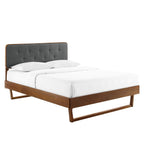 Modway Mod-6387-Wal-Cha Bridgette Queen Wood Platform Bed With Angular Frame, Walnut Charcoal