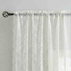 Finecity Lace Curtains 72 Inches Long For Bedroom, Country Leaf Floral Design Lace Curtain 2 Panels, Rod Pocket Vintage Privacy