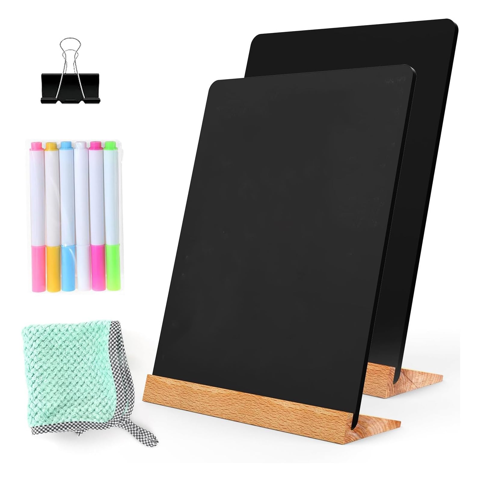 Newnewshow 2 Pack 8.7X12 Inch Tabletop Chalkboard With Wood Holder, Store Signs, Menu Stand, Message Board, Bar And Special Even