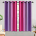 Yakamok Ombre Purple And Pink Curtains For Bedroom, Gradient Room Darkening Curtains 63 Inches Long,Grommet Thermal Insulated Li