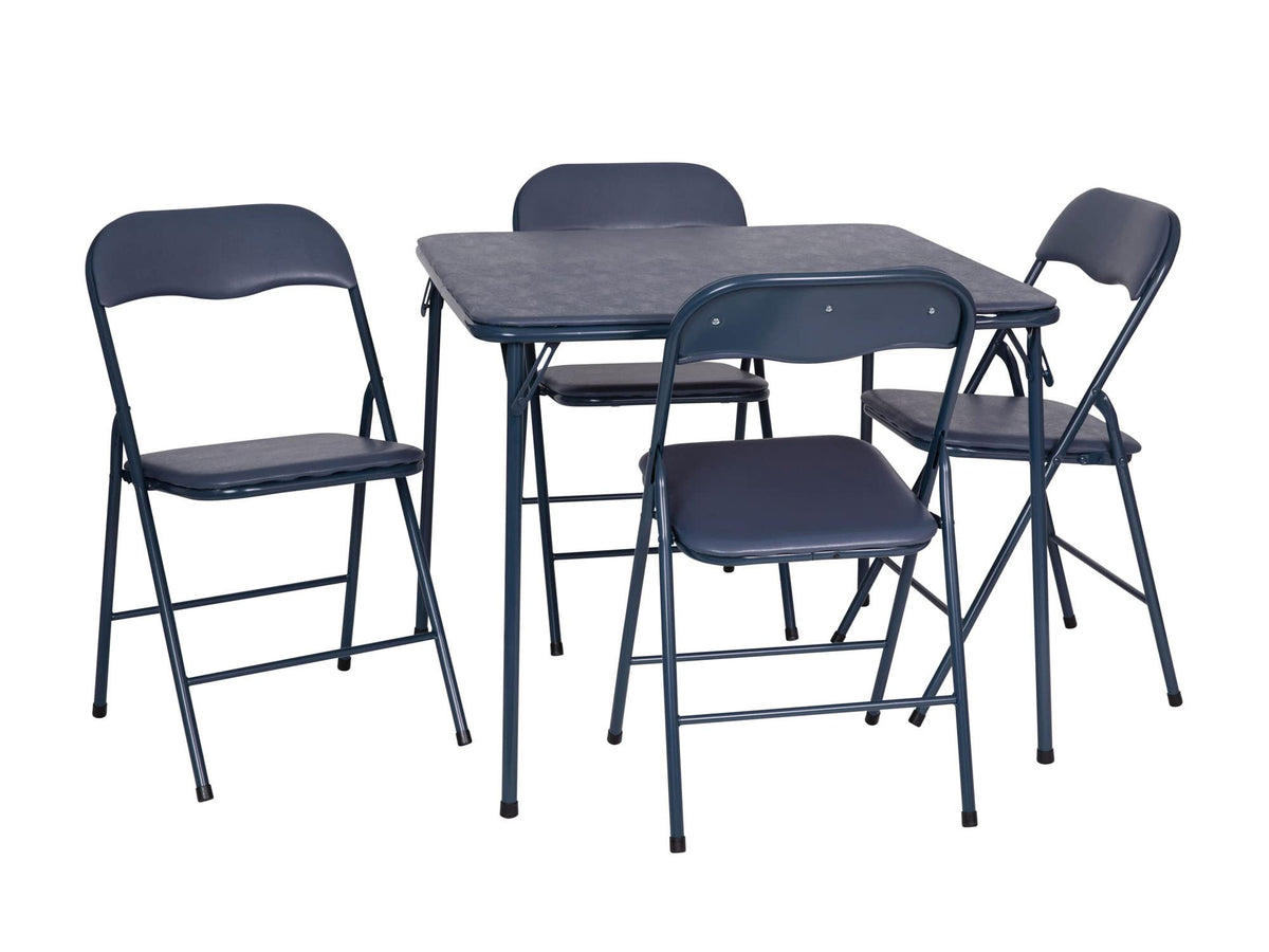 Flash Furniture Madison 5-Piece Folding Card Table and Chairs Set, Portable Event Table and Chairs Set for Indoor and Outdoor Gatherings, Navy